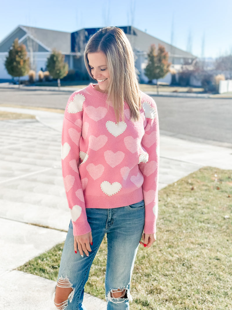 Pearled Heart Sweater