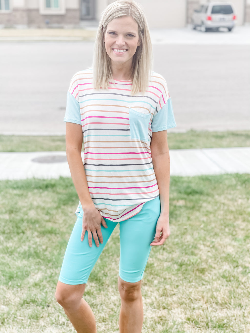 Rome Jegging Shorts - Turquoise - Black Feather Boutique