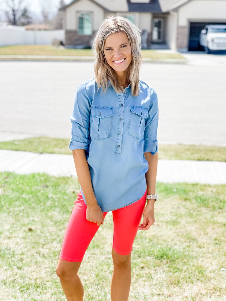 Rome Jegging Shorts - Coral