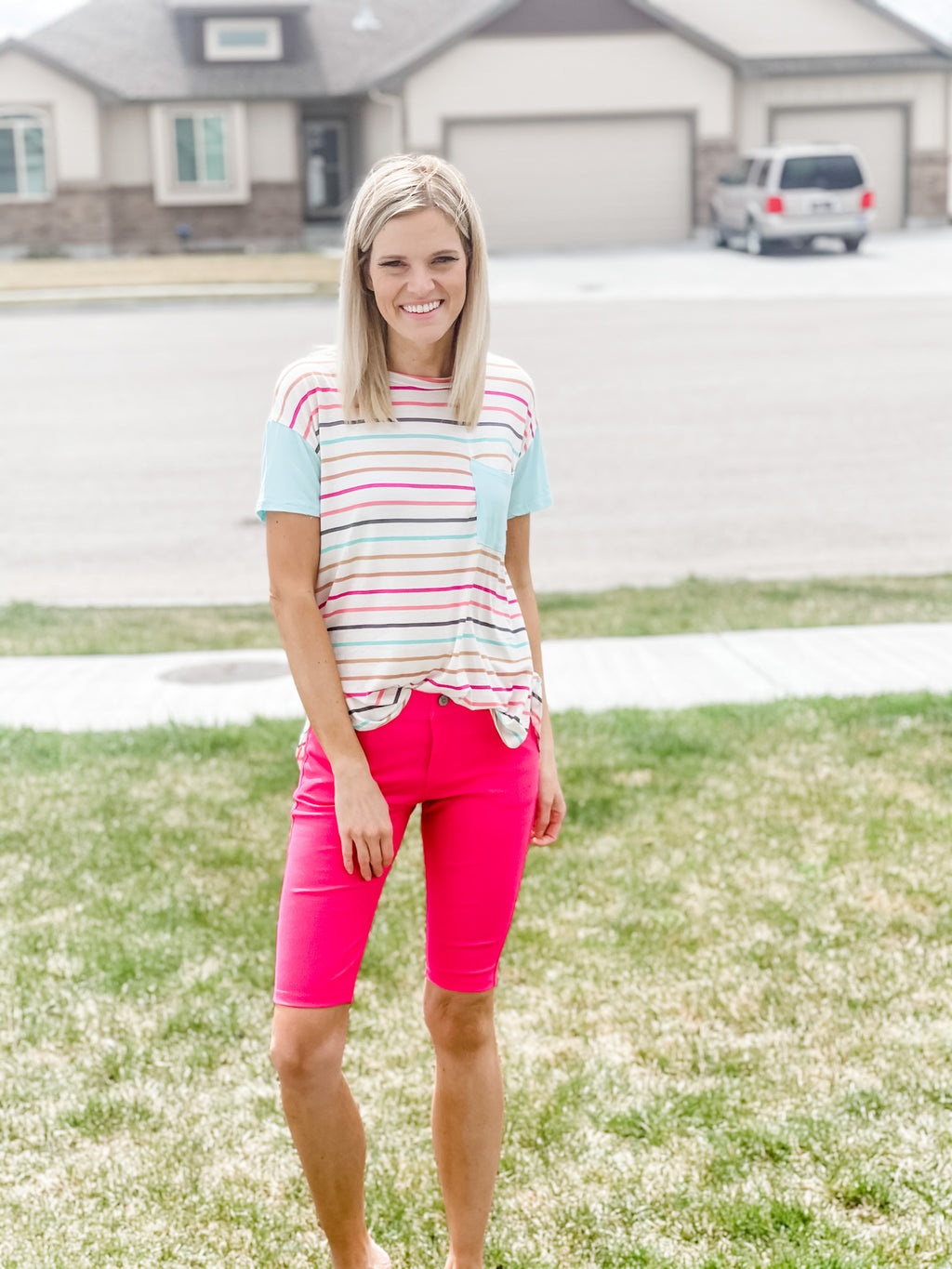 Rome Jegging Shorts - Fuchsia - Black Feather Boutique