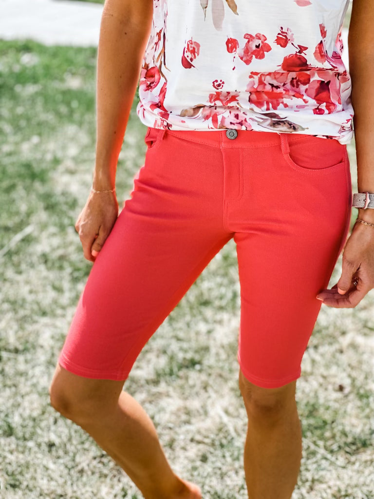 Rome Jegging Shorts - Coral