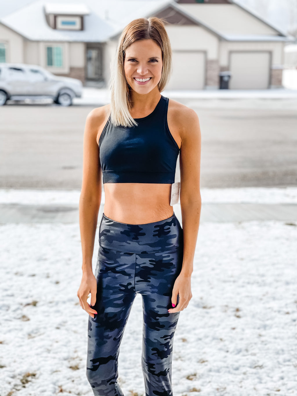 Athena High Neck Sports Bra - Black Feather Boutique